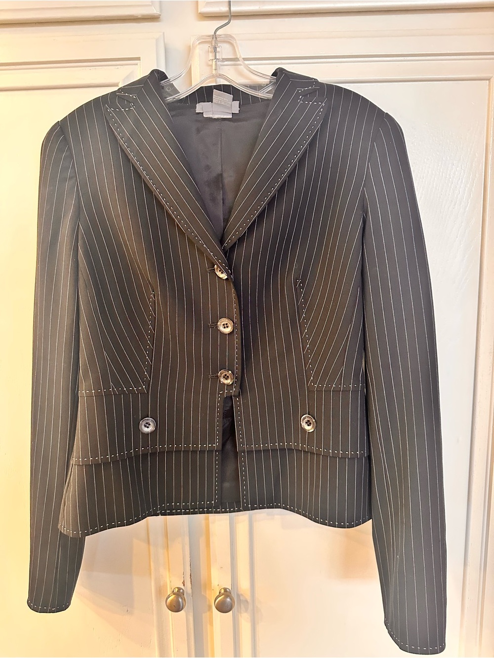 Eccoci wool pinstripe Women's  black blazer size 4